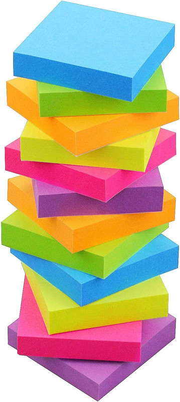 Sticky Notes 2X2, 6 Color Bright Colorful Sticky Pad, 12 Pads/Pack, 100 Sheets/P