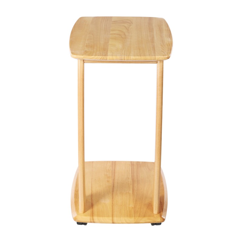 Mobile Office Computer Desk Solid Wood End Table C-Shaped Side Table w/ Wheels gallery