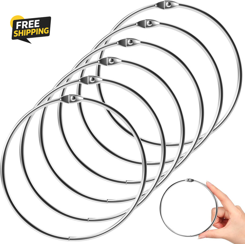 6 Pack 4 Inch Loose Leaf Binder Rings Extra Large Nickel Plated Steel