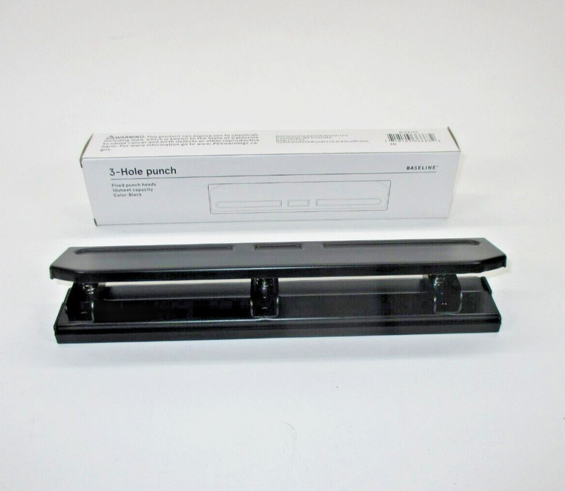 Baseline 3 Hole Punch 10 Sheet Capacity Black BL58135 Durable Metal