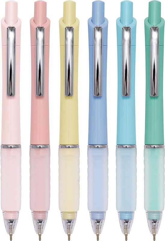 Ball Point Pen Black Ink Ballpoint Pens with 1 Count (Pack of 6), Black,Clear