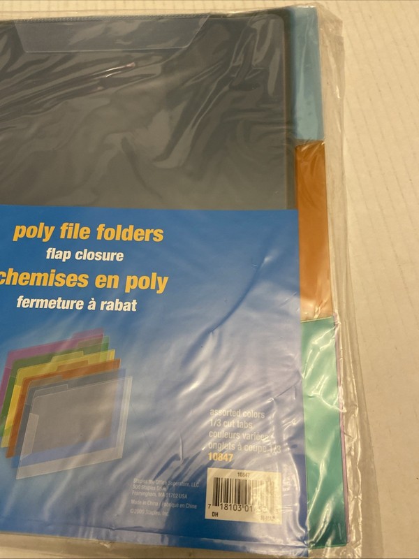6 Pack Plastic Poly Colored Office File Folders Filing Folders for Letter. gallery
