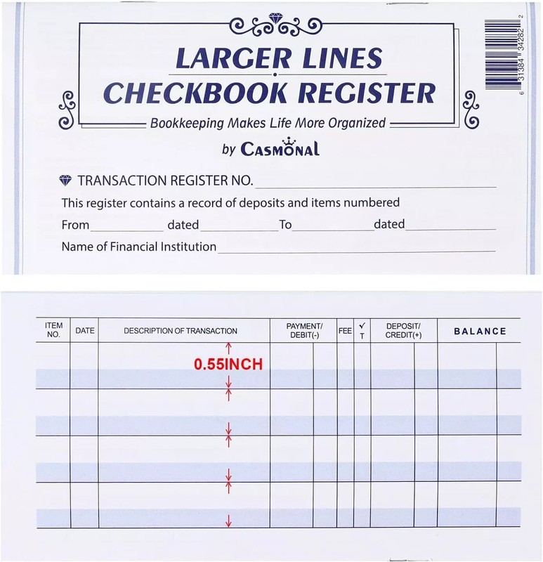 Larger Lines Checkbook Register, Check Registers for Personal Use,…
