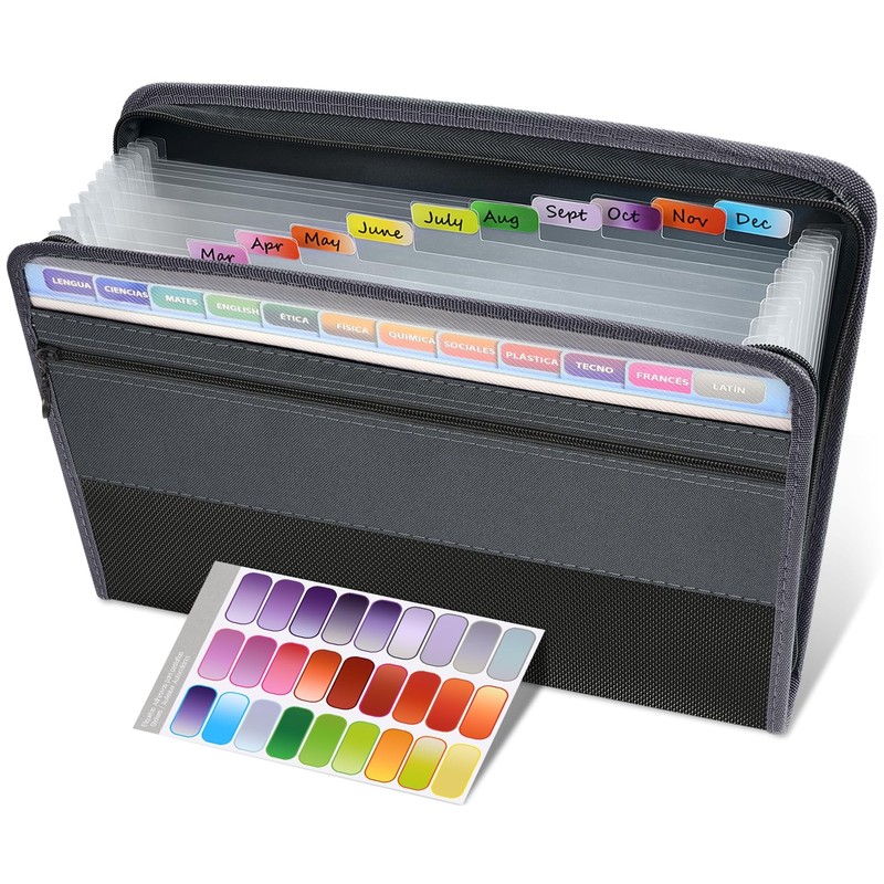 Accordion File Organizer with Safe Zipper 12 Pocket Expanding File Folder wit…
