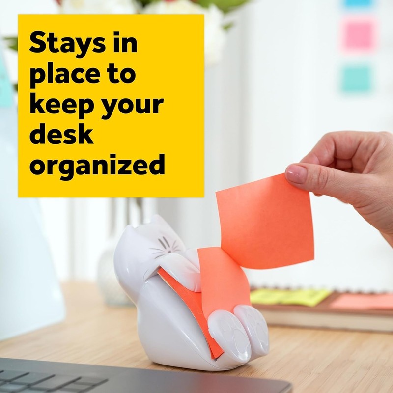 Refillable Cat Sticky Note Dispenser with 45 Super Sticky Pink Sheets gallery