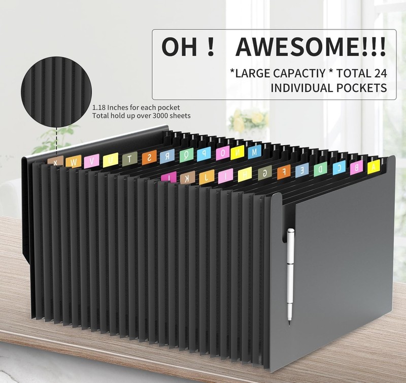 24 Pockets Expanding File Folder,Accordion File Organizer,Document Organizer Let gallery