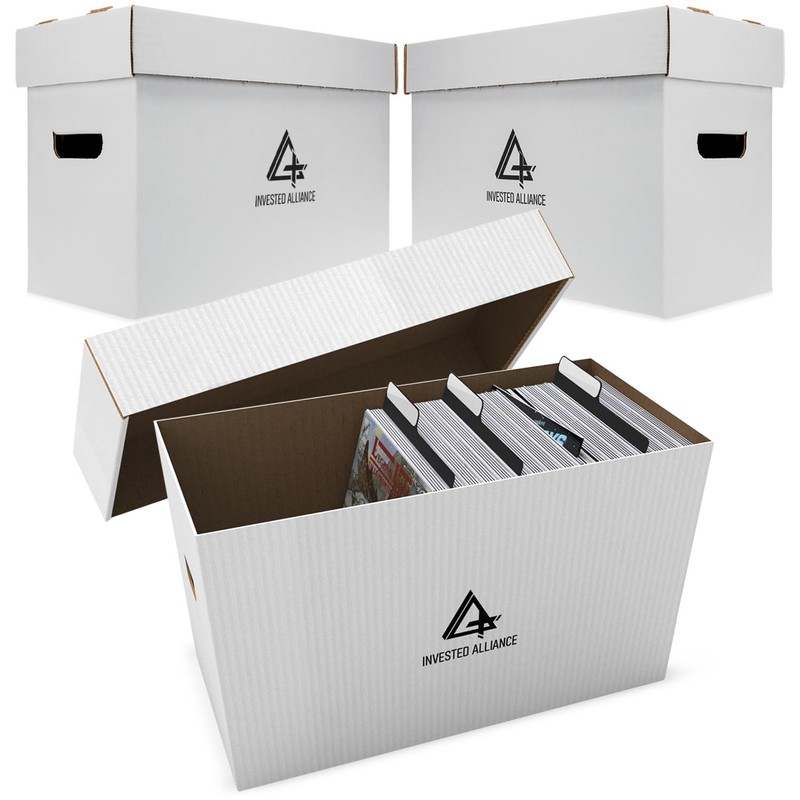 Premium Short Comic Book Storage Box Organizer with Lid | Thick Cardboard Com…