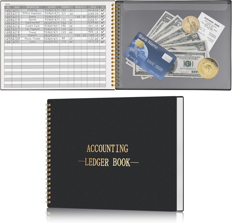 HAUTOCO Accounting Ledger Book for Small Business 10.1 x 7.8”, Black