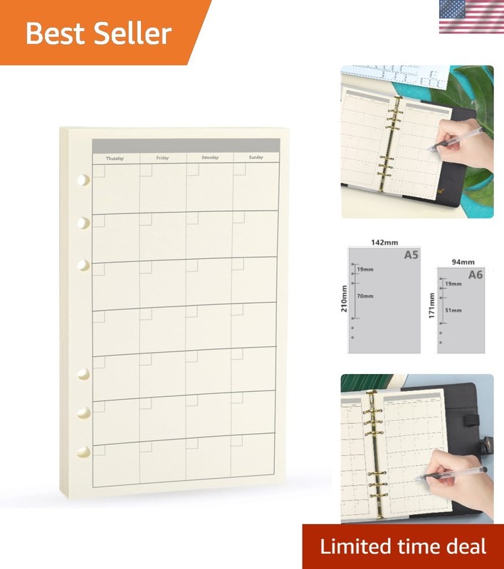 Personal Journal A6 Refill – 90 Pages Spiral Notebook for Monthly Tracking