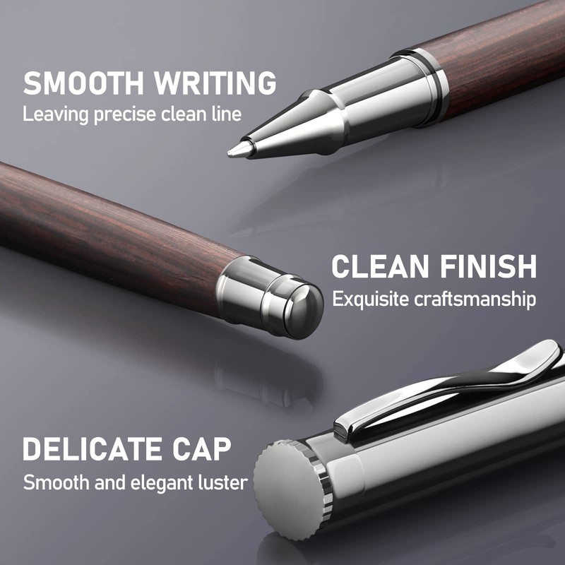 Wood Rollerball Pen Set, Extra 2 Ink Refills(1 Black & 1 Blue), Fancy Writing... gallery