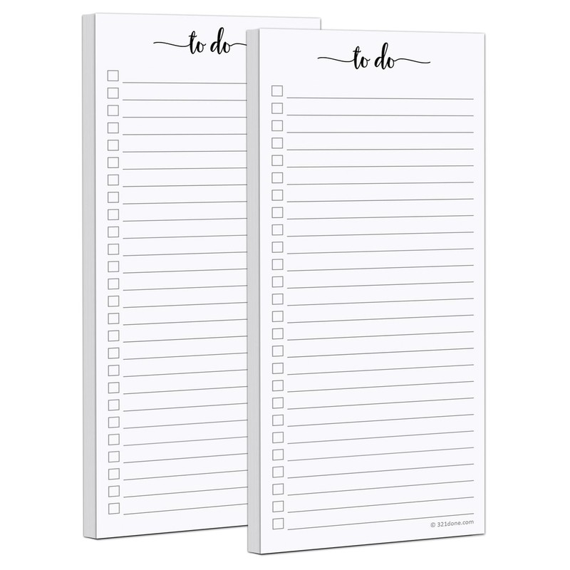 2-Pack Skinny To Do List Notepad, Made in USA – 3.7×8.5, College Ruled, Simpl…