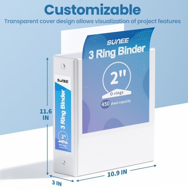 3 Ring Binders 2 Inch 8 Pack Clear View Binders Three Ring (Fit 8.5x11"in) White gallery