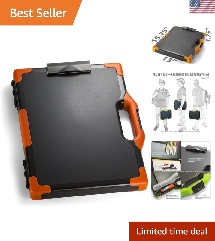 Carryall Clipboard Storage Box, Letter/Legal Size, Black and Orange 83326