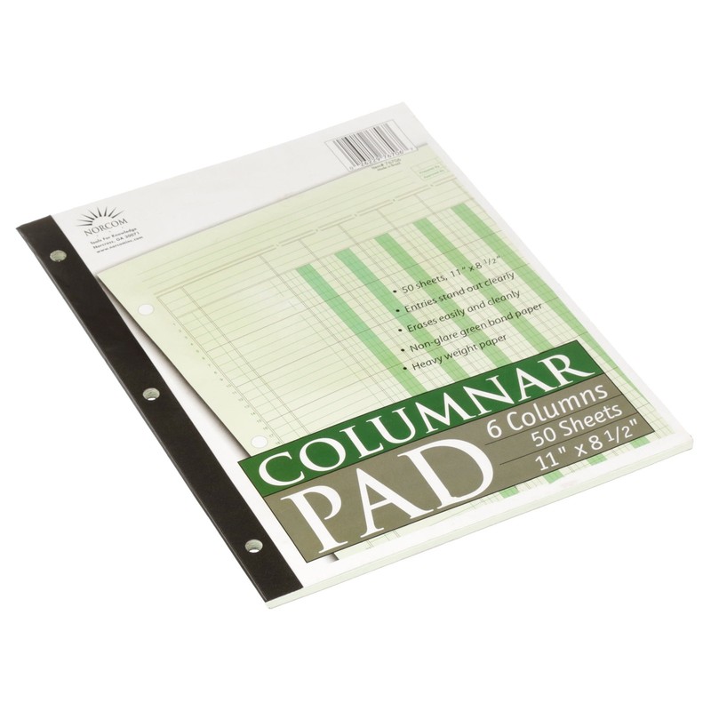 Norcom, Columnar Ledger Pad, 6 Columns, 8.5" x 11", Letter Size, 50 Sheets gallery