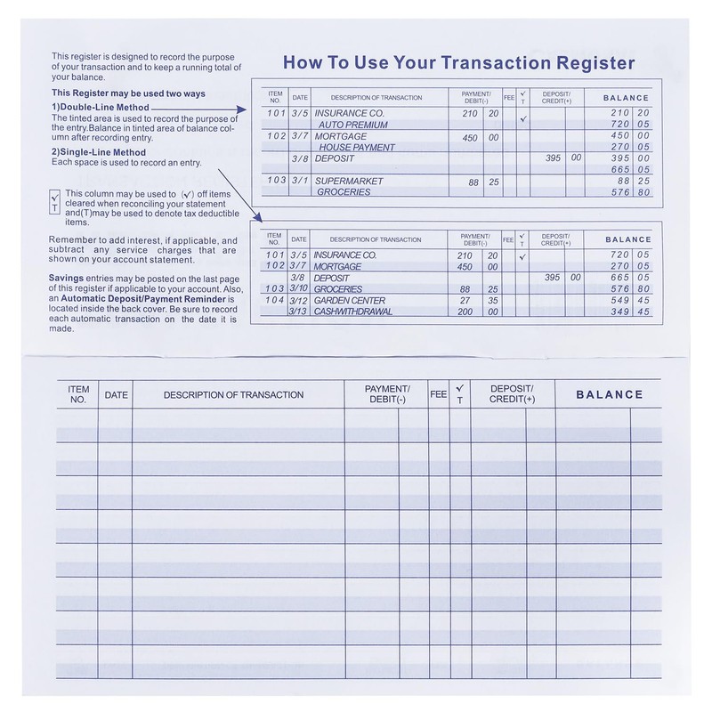 20 Pack Checkbook Register Check Registers for Personal Blank Ledger Transaction gallery