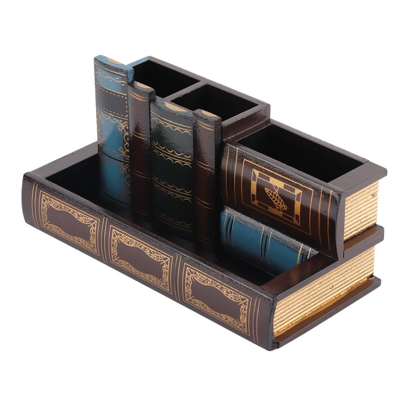 Brrnoo Pencil Holder Pot, Decorative Library Books Design default, Brown