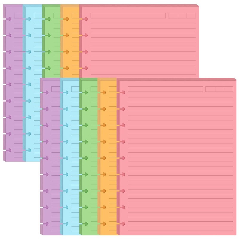 (2-Pack) 9-Disc Discbound 5 Colorful Line Paper Pre-punched 200 Sheets, White