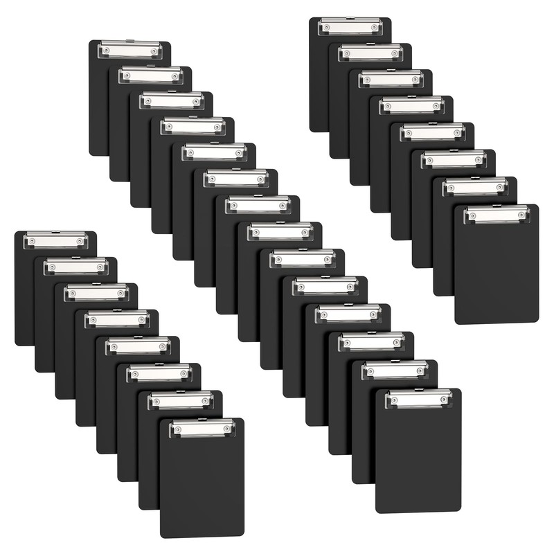 30 PCS Mini Clipboard 5×7 Inch Plastic Small Black Low Profile Memo Size