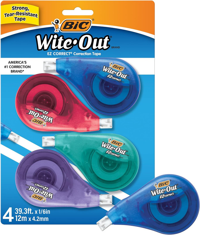 Wite-Out Brand EZ Correct Correction Tape, 19.8 Feet, 4-Count Pack of White Corr