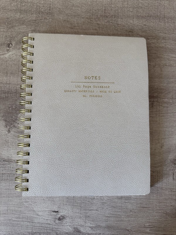 Fringe Studio Notebook Journal Faux Leather Gray Spiral 192 lined pages