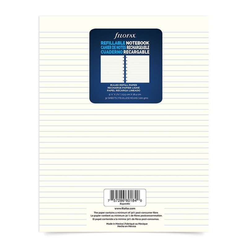 32 Sheets Executive Size Ruled Refill Paper 9.25×7.25 Inch Lined Pages