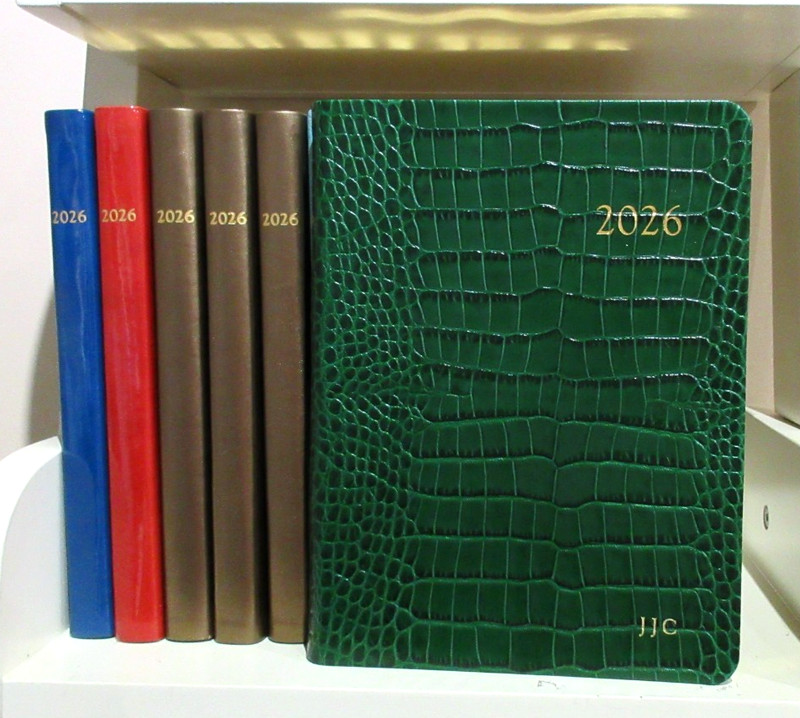 2026 Leather Datebook Desk Diary Planner Cover Graphic Image Croc Emboss GREEN
