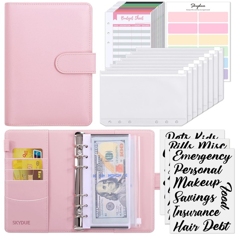 Budget Binder, Money Saving Binder with Zipper Envelopes, Cash Envelopes