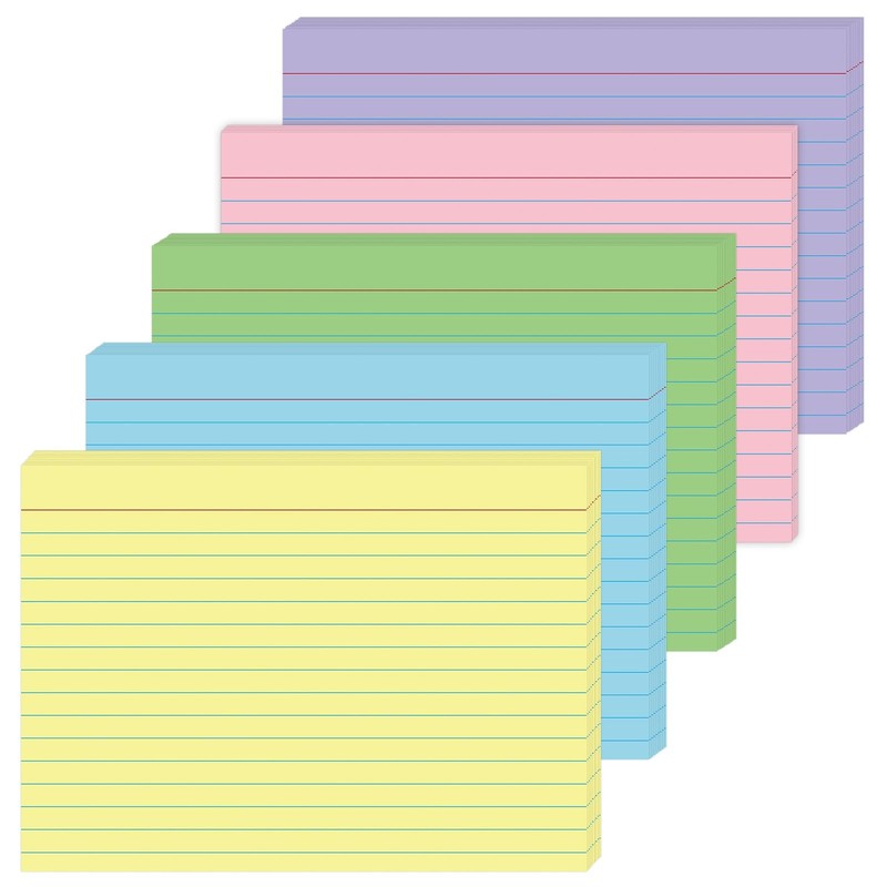 Colored Index Cards 5×7 Inch – 50 Pack Ruled Flash Cards for Students, Office…