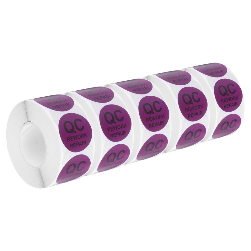 Inventory QC Rework Repair Stickers Labels 25mm/1" Purple 5 Roll 2500 Piece
