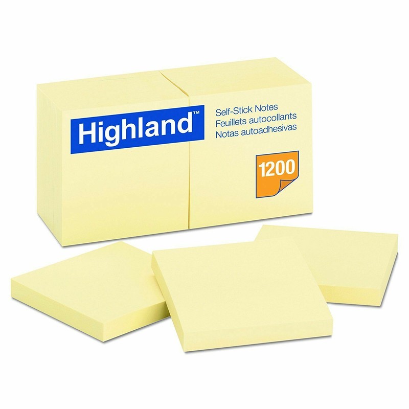Post it notes 3 X 3 Yellow 100 Sheet Pack of 12 Pads-Highland Brand 6549yw 12pk