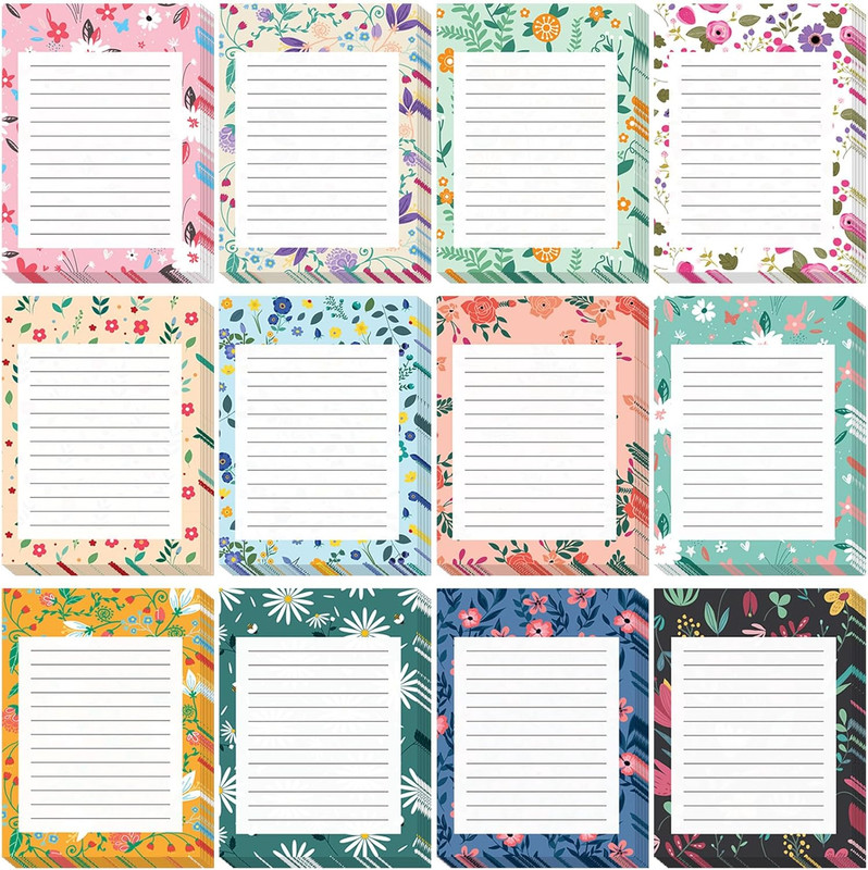 12 Pieces Flower Theme Sticky Notes Flower to Do List 3×4 Inch Floral Memo Pads