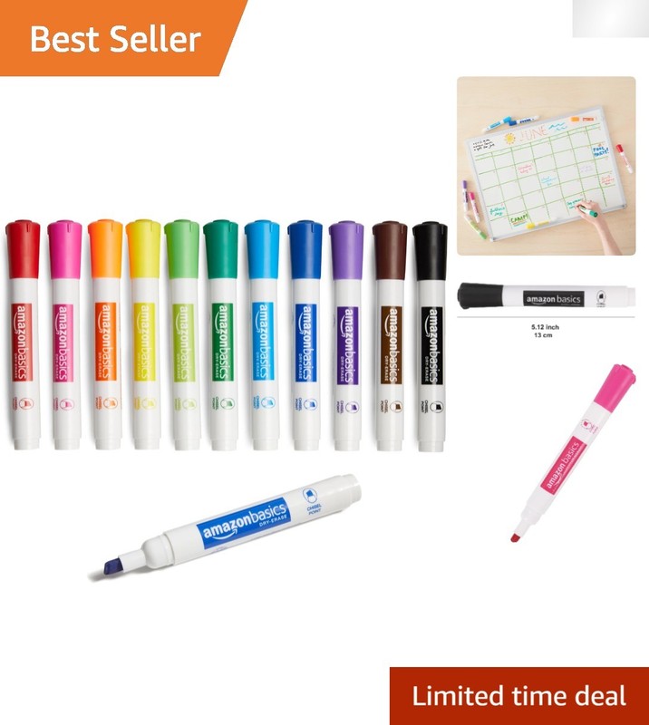 Effortless Erasing 12-Pack of Chisel Tip Dry Erase Markers – Ideal for All Ages