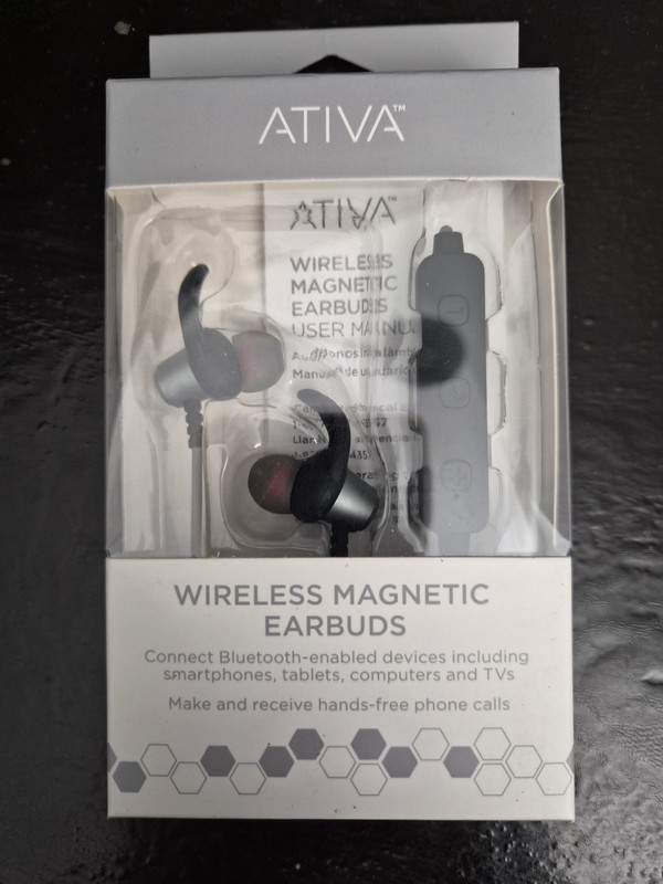 Ativa Wireless Magnetic Earbuds, Gray