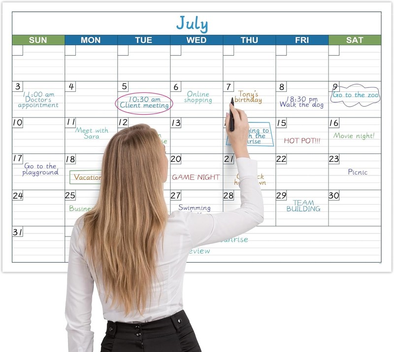 Large Dry Erase Calendar - Undated 1 Month for Wall, 40"...