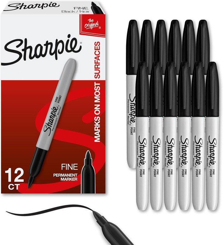 Sharpie Permanent Markers Set Quick Drying And Fade Resistant Black 12 Count