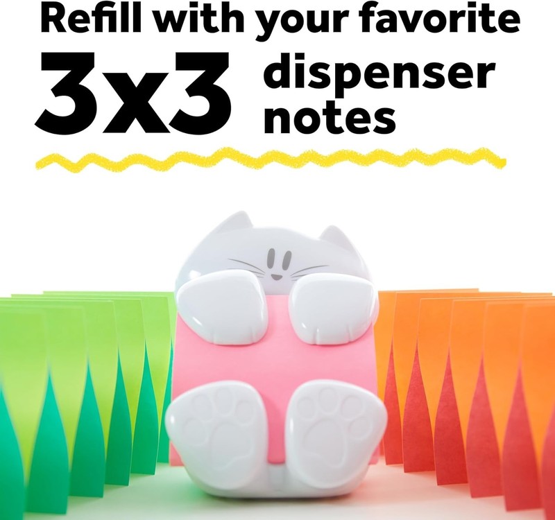 Refillable Cat Sticky Note Dispenser with 45 Super Sticky Pink Sheets gallery