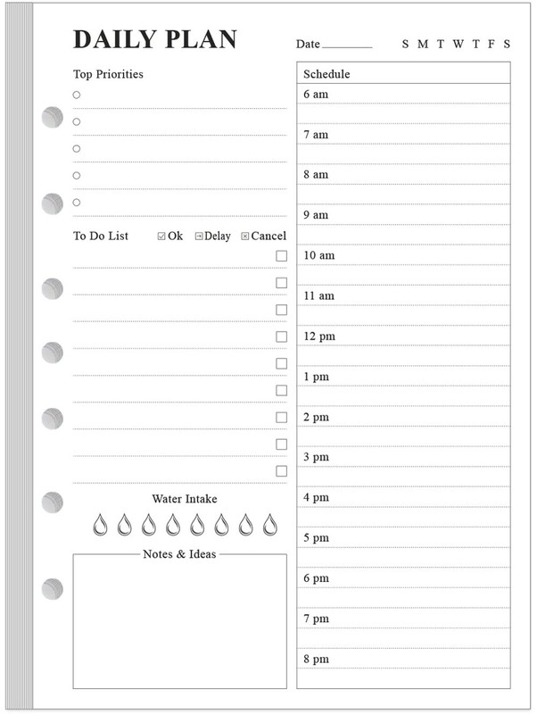 Undated Daily Planner Refill – A5 Day Insert To Do List, Desk/Size 4