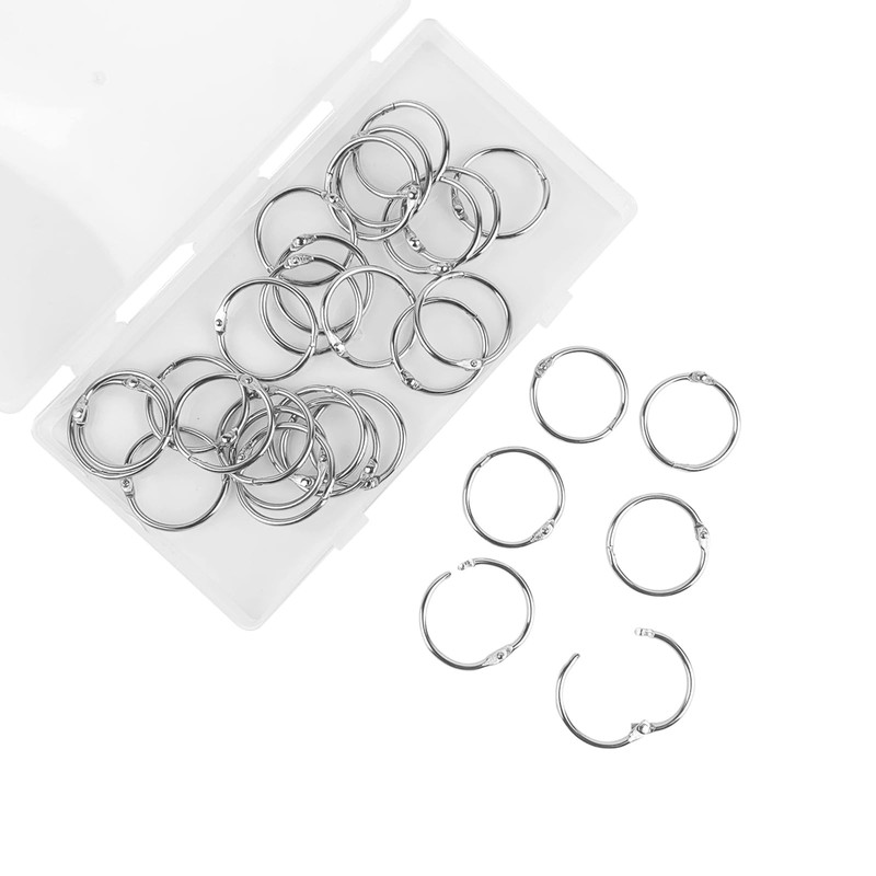 Loose Leaf Book Binder Rings 1-Inch（30 Pack） Metal Nickel Plated for Key Rings,