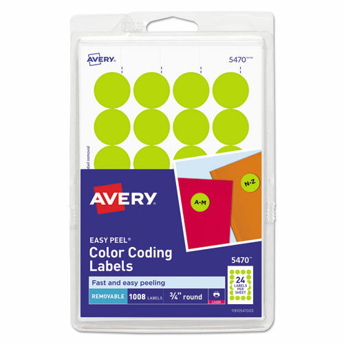 Printable Self-Adhesive Removable Color-Coding Labels, 0.75" dia., Neon Yellow, gallery