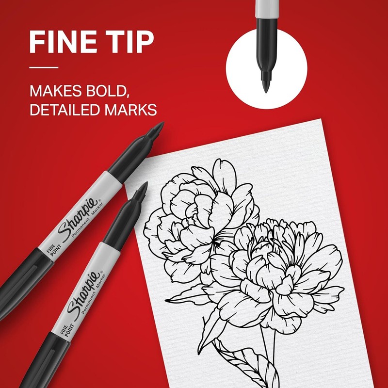 Sharpie Permanent Markers Set Quick Drying Fade Resistant Fine Tip Marker - 5Ct gallery