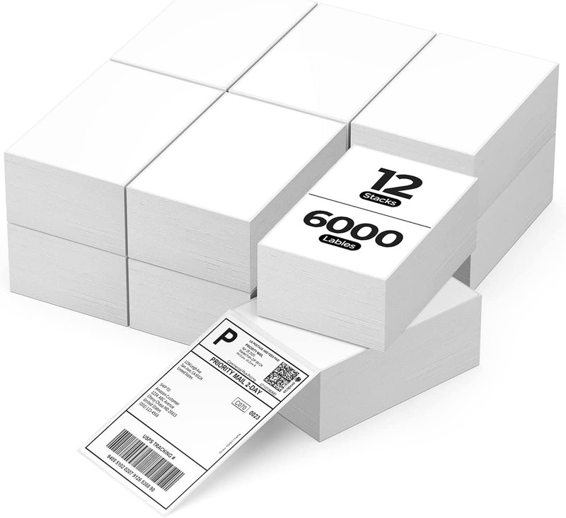 4X6 Inch Direct Thermal Labels, 6000 Labels/12 Stacks(500 Pcs per Stack), Fanfol gallery
