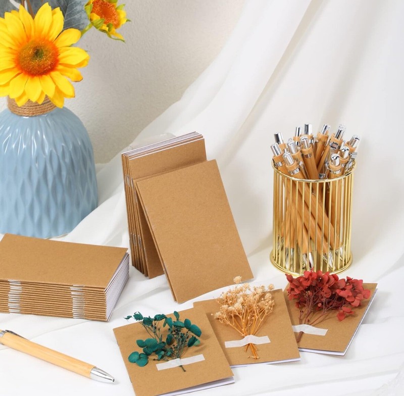 50 Sets Pocket Notebook with Pens Set Bulk Small Memo Notepad with Bamboo Pens gallery