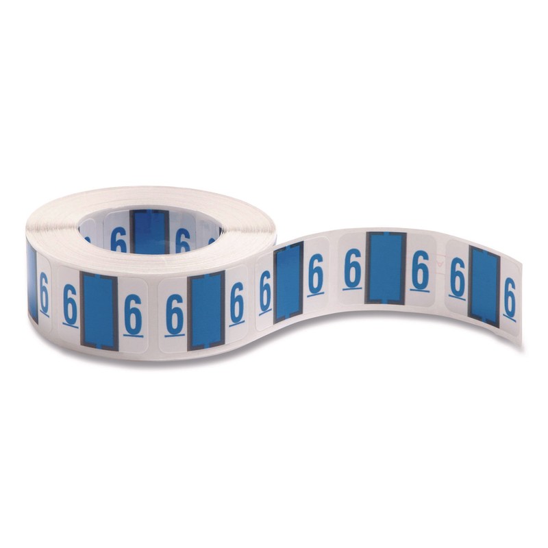 Smead® Single Digit End Tab Labels, Number 6, Blue, 500/Roll
