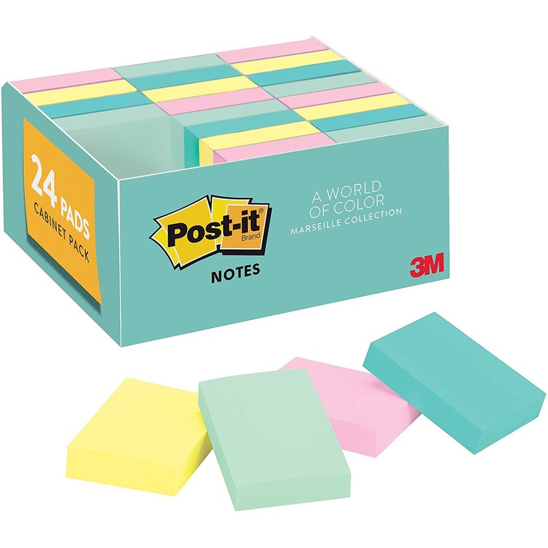 Post-it Sticky Notes: 1-3/8 in. width *100-sheets per pad / 24-pack