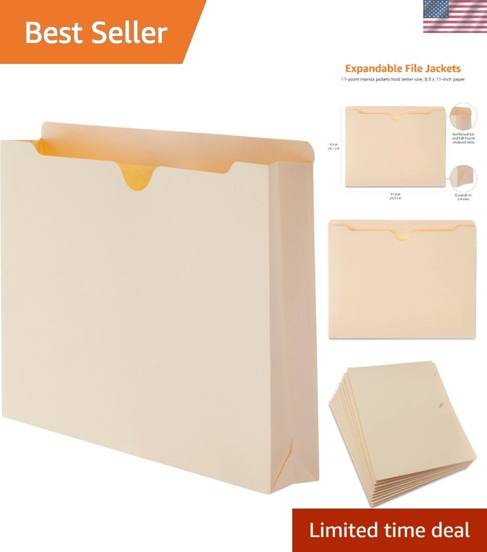 50-Pack Letter Size Manila File Jackets with 2-Inch Expansion for Secure Filing
