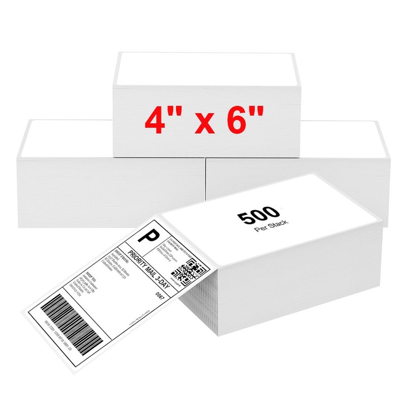 4x6 Thermal Labels Fanfold 500/Stack Address Shipping Labels for Thermal Printer