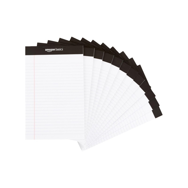 Amazon Basics Narrow Ruled Lined Writing Note 12-pack 5x8 Ruled, White