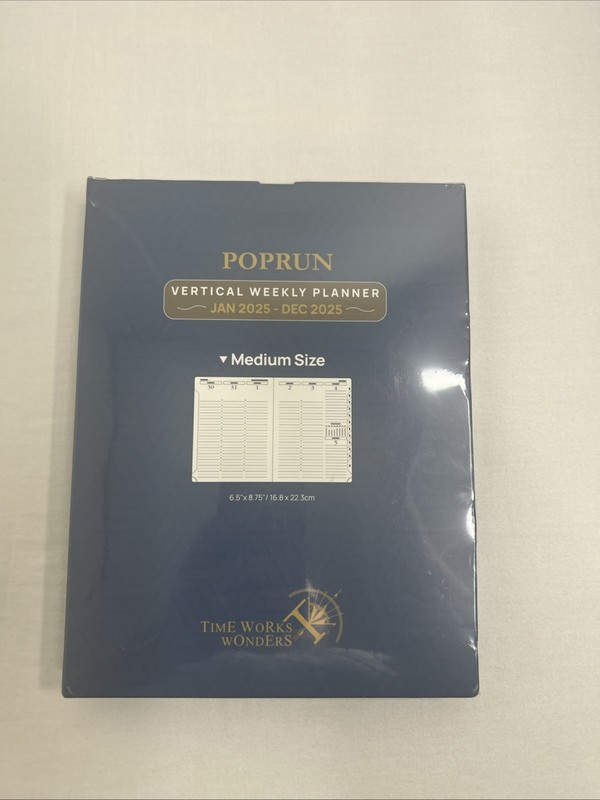 Poprun Vertical Weekly Planner - Medium Size / Jan 25- DEC 25 / NEW