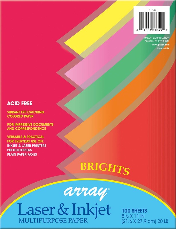 Pacon 101049 Multi-Purpose Paper, Multicolor