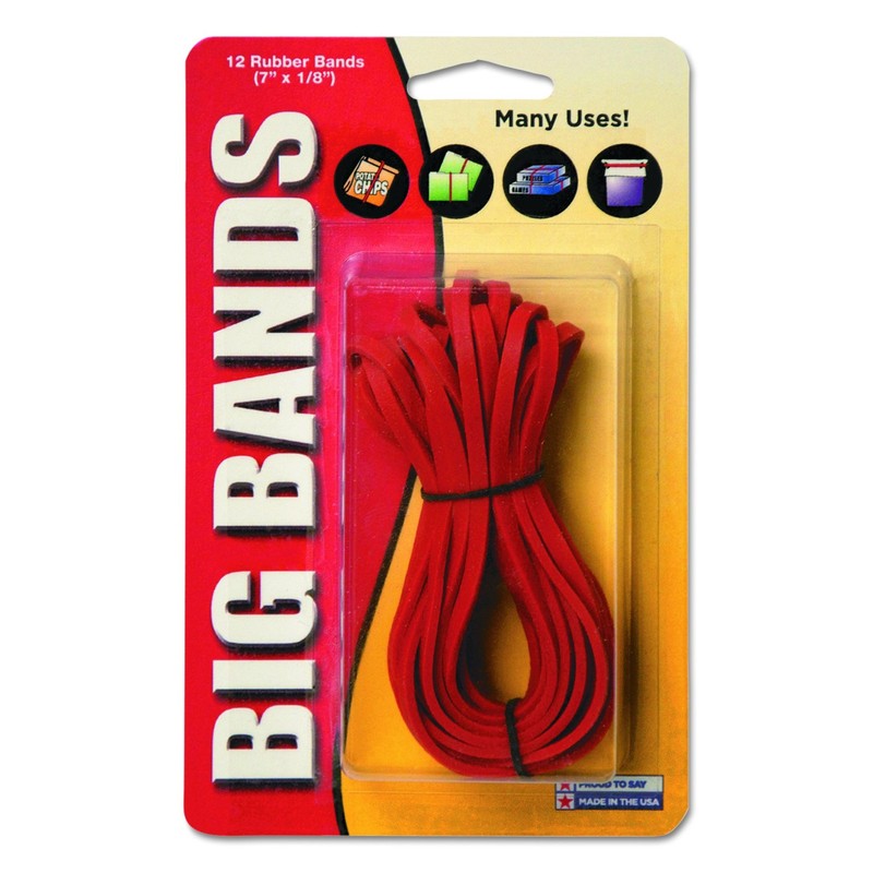 Alliance Rubber Big Rubber Bands 12 Pack 7Inch X 1/8Inch Red 00700